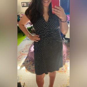 SOLD LOCALLY// Polka Dot Faux-Wrap Dress//Lauren by Ralph Lauren Size 8
